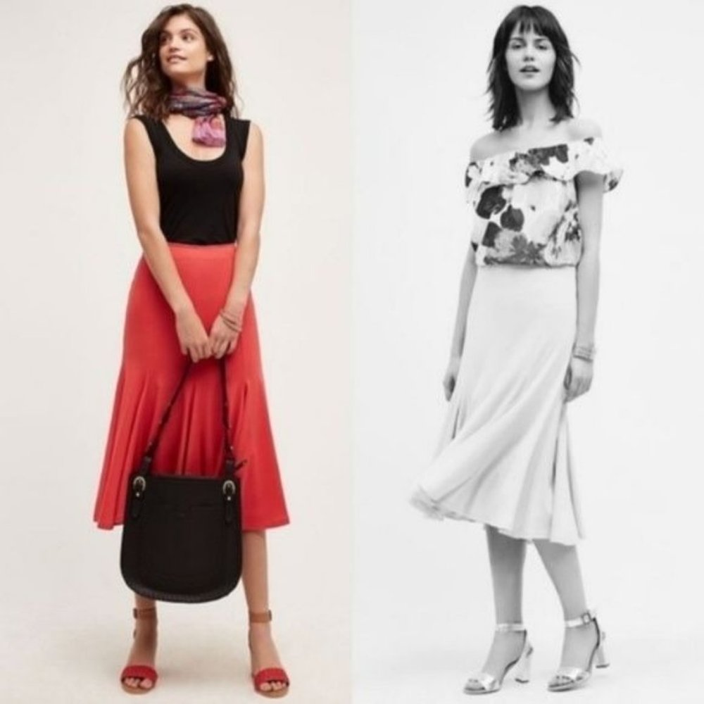 Anthro Trumpet Fit & Flare Midi Skirt Knit HD in Paris
